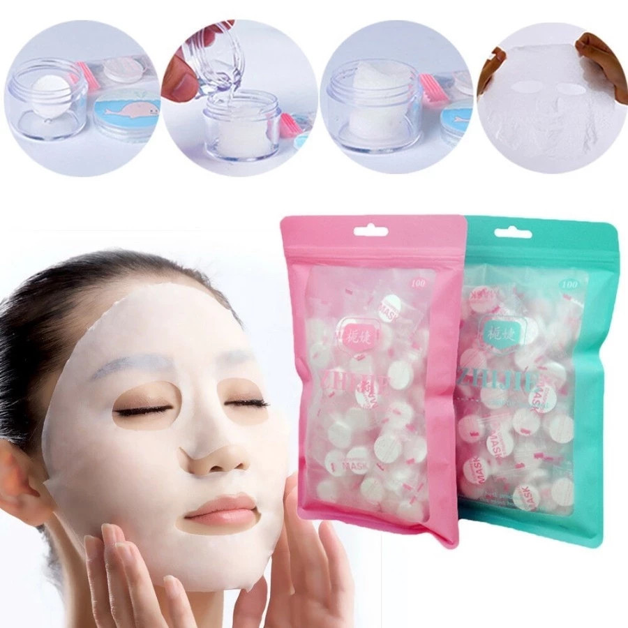 [ 1 PAK ISI 100 Pcs ]Compressed Mask DIY Masker Wajah Paper Masker Tablet Paper Mask Sheet I destine
