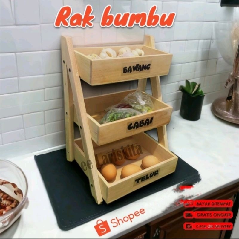 rak bumbu dapur | rak bawang | rak kayu | rak dapur