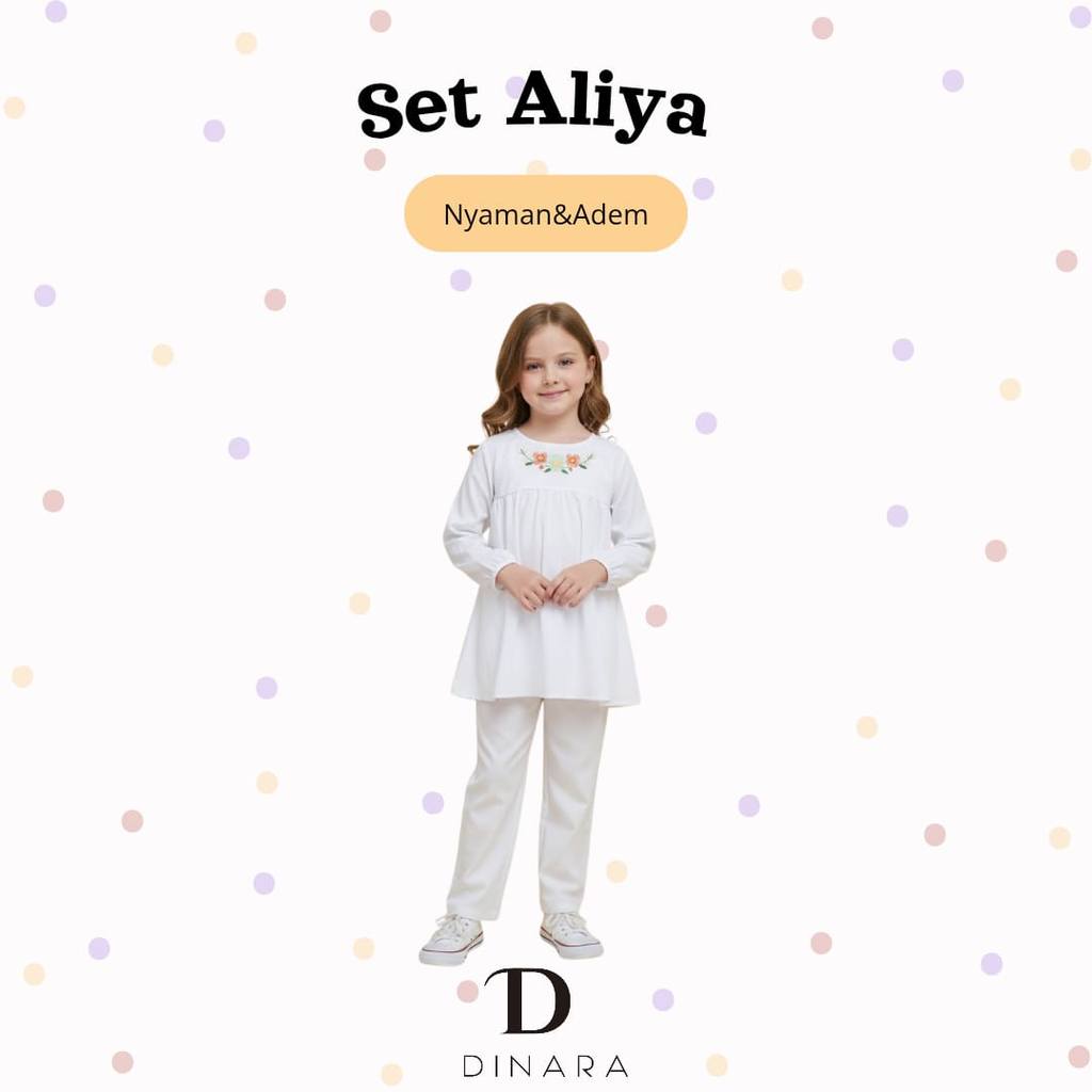Set Aliya Putih - Setelan Anak Perempuan [Size 2-10 Tahun] Baju Anak Perempuan