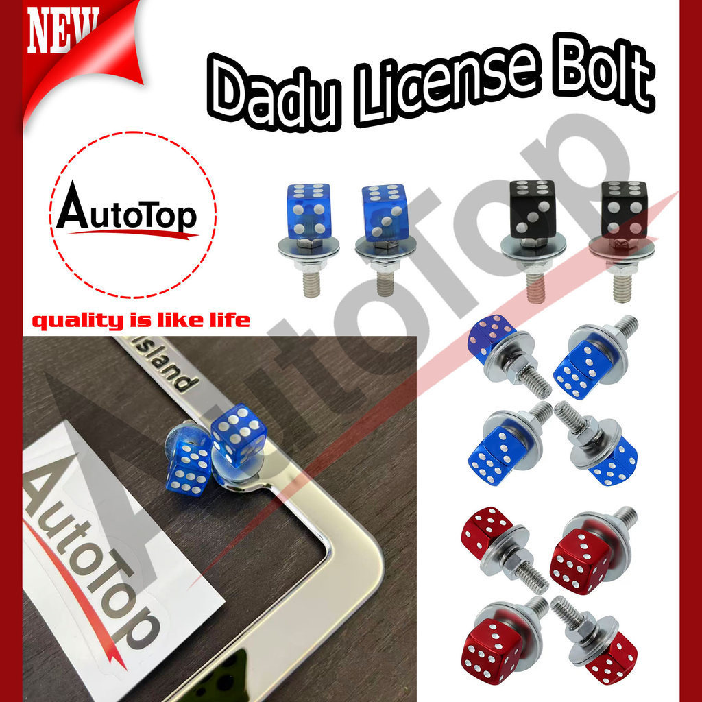 AUTOTOP Dadu license bolt ekspresi license bolt sepasang.Merah Dadu baut plat hitam Dadu license bol