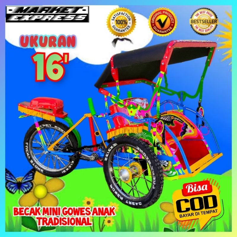 Becak Otel Beca Gowes Anak Mini Tradisional Indonesia