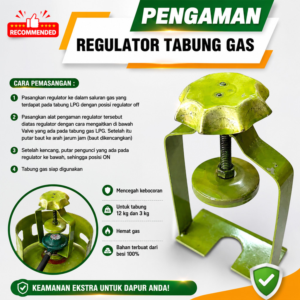 Pengaman Regulator Tabung Gas LPJ 3Kg/12Kg - Pengunci Regulator Tabung LPG -  Penjepit Regulator