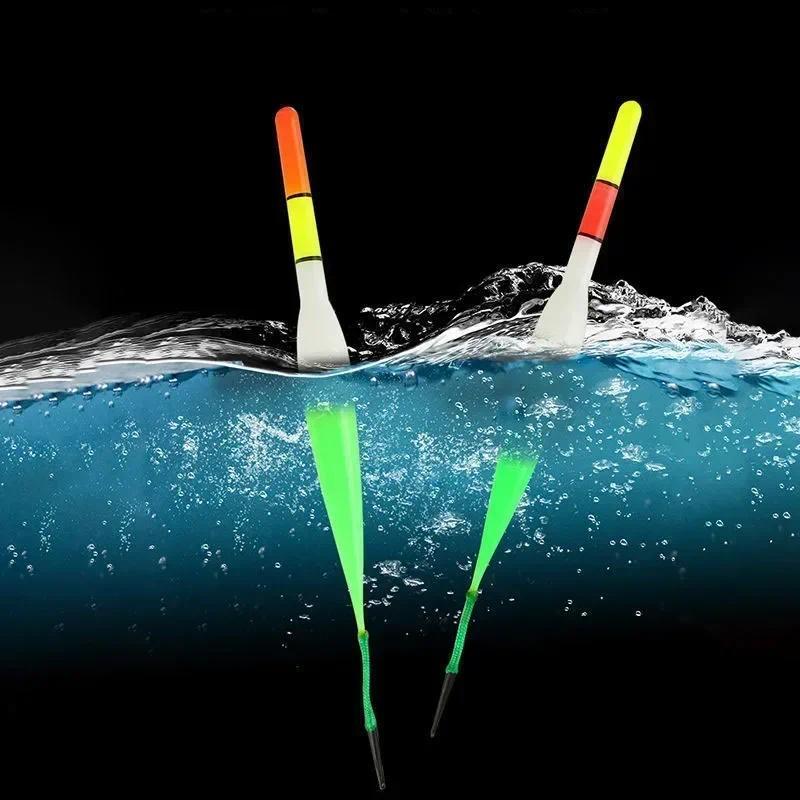 LED Electric Fishing Float 2pcs  Float Light + 8pcs Battery Deep Water Float Fishing Tackle Bobber F