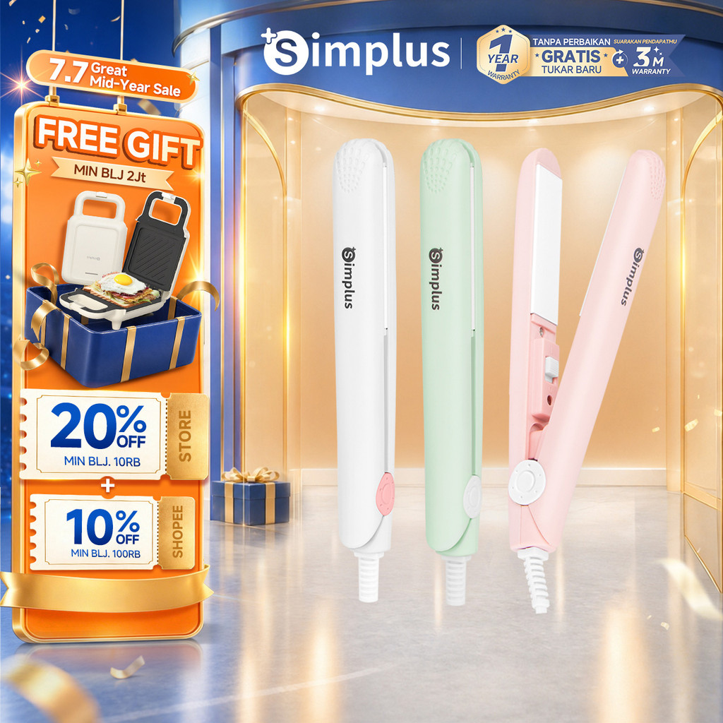 Simplus Catokan Pelurus Rambut Portabel Super Ringan Pemanasan Cepat Pelurus Pengeriting