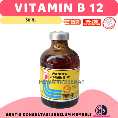 Wonder Vitamin B12 50 ML - Vitamin B12 Anemia & Gangguan Pertumbuhan Hewan Ternak Wonder
