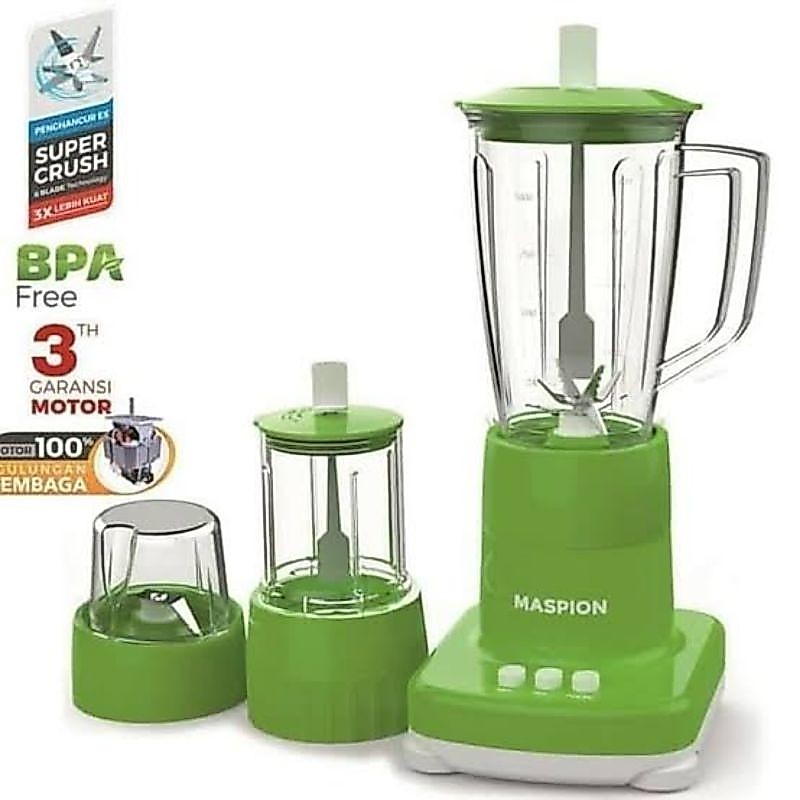 ll BLENDER MASPION MT 1273 GL GELAS GLASS KACA 1 LITER L 3 IN 1 WET DRY MILL PENGADUK JUS JUICE BUMB