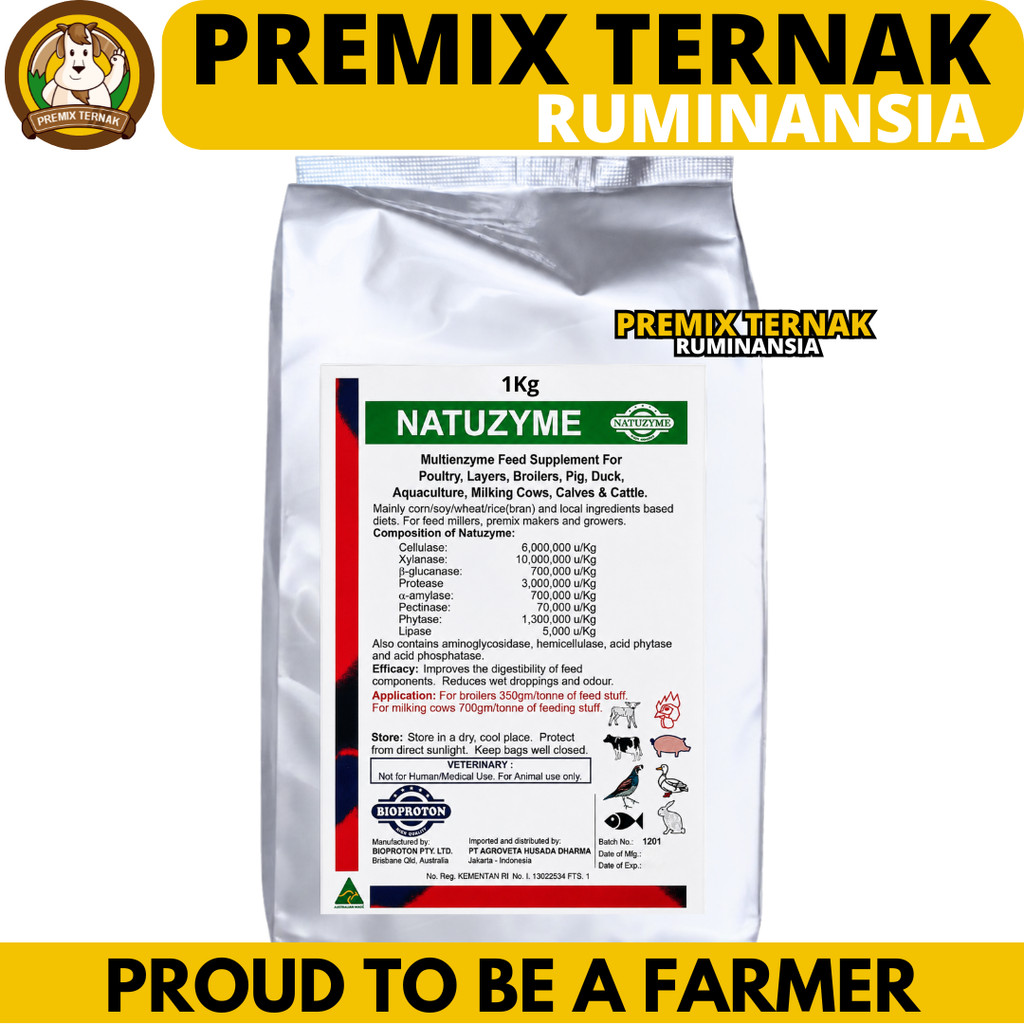 NATUZYME 1 KG - Multi Enzim untuk Ayam Bebek Babi Sapi Kambing Dan Ikan - Enzyme Ayam - Enzyme Terna