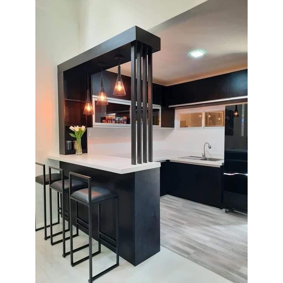 Meja Bar Minimalis Modern Mini Bar Dapur - Portable & Modern - Plywood Non Rakitan & Bisa Custom