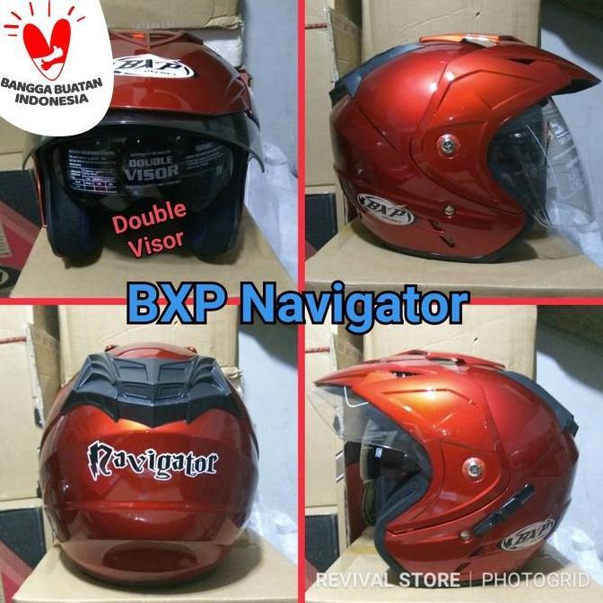 // Promo Helm Bxp Navigator Double Visor Sni Half Face //