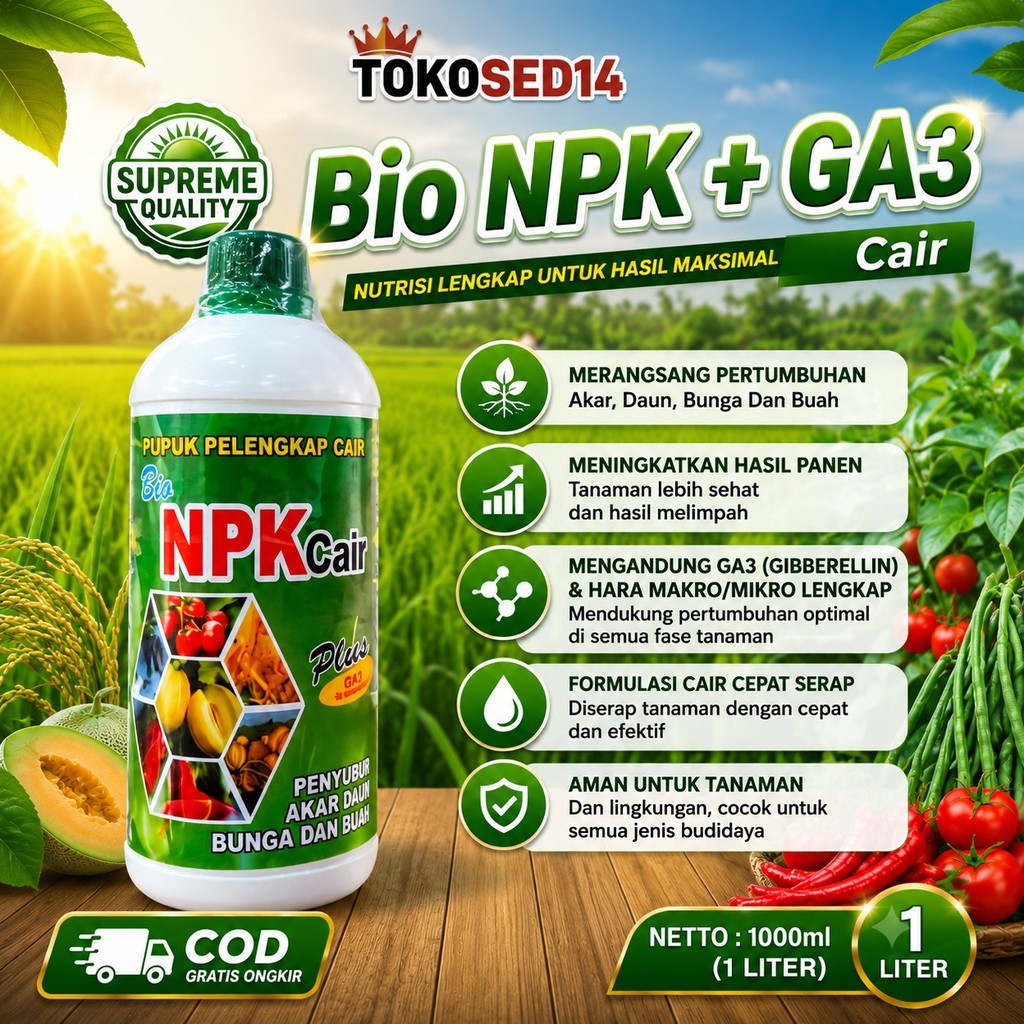 Bio NPK + ga3 npk cair pupuk npk 1 liter