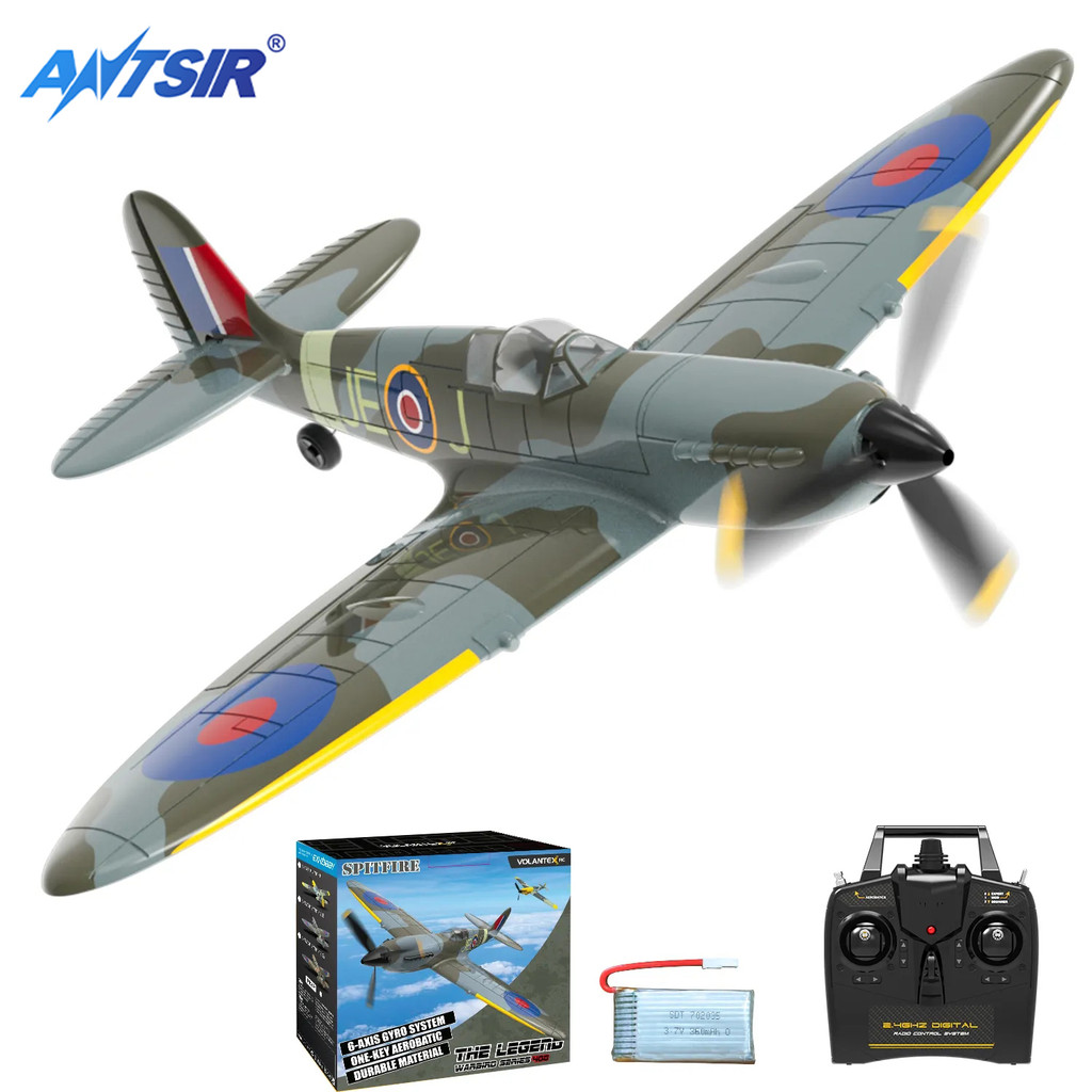 Volantex New Spitfire RC Plane EPP 400mm Wingspan RC Fighter One Key Aerobatic 2.4G 4 RTF Warbird Pl