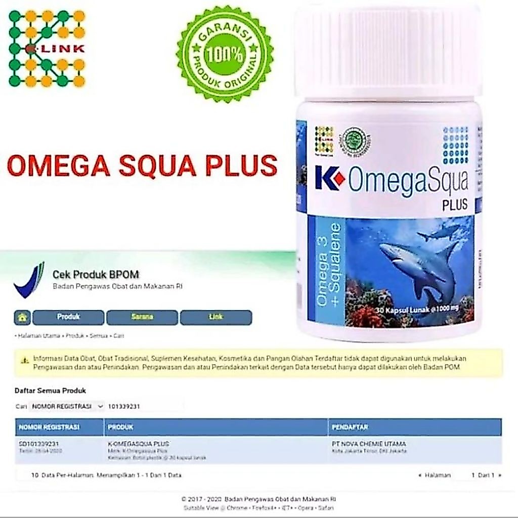 K-Omega Squad Plus Original - Omega Squad K-Link fish Oil Omega 3, Suplemen Vitamin Tubuh Isi 30 Cap