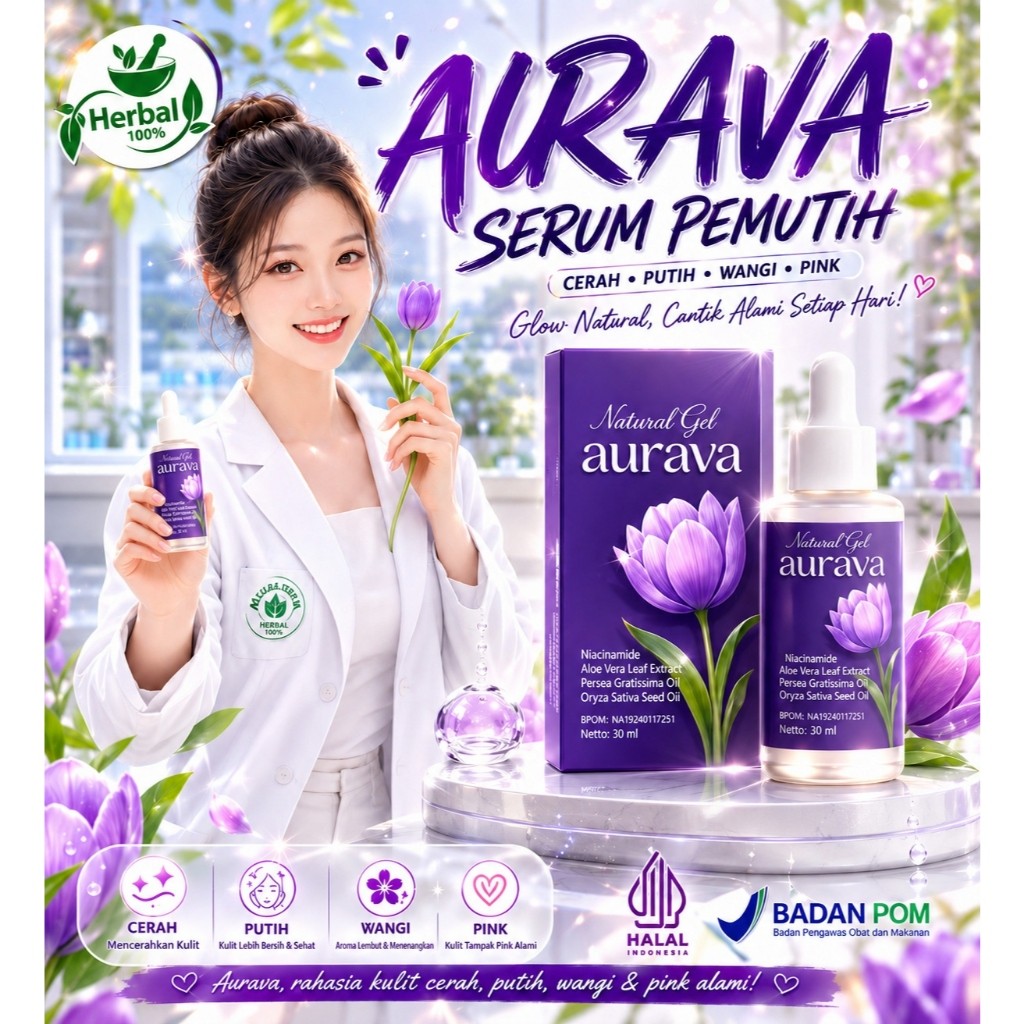 READY STOK  AURAVA NATURAL GELL AURAVA Serum Pemutih ketiak 30ml Pemutih Kulit Pemutih Miss v & Sela