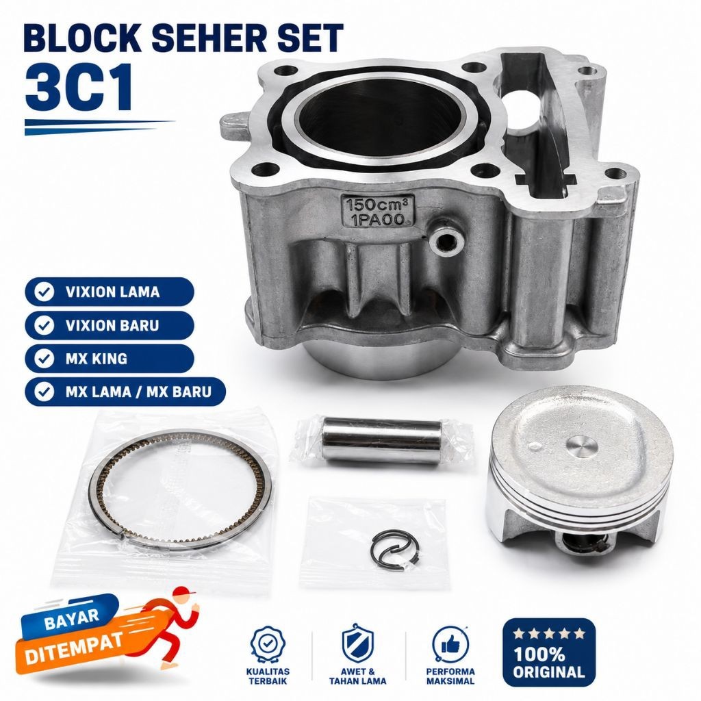 STM - Blok Seher Set 3C1 Yamaha Vixion Lama Old New MX King Jupiter MX 150cc Original Piston Cylinde
