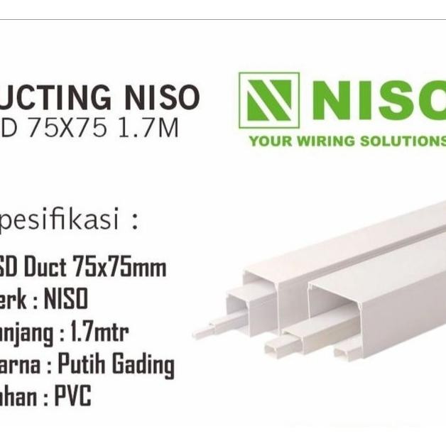 Niso Kabel Duct 75X75 1.7M Ducting Kabel 7.5Cm Pvc Putih