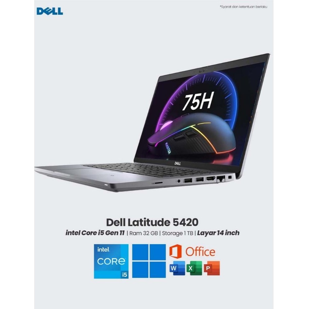 Dell Latitude 5420 Core i5 Gen 11 SSD Laptop Kerja Kantoran