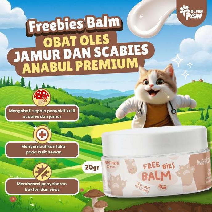 Golden Paw Free-Bies Balm Salep Oles Premium Untuk Jamur & Scabies Kucing 20Gr Mengatasi Scabies Jam