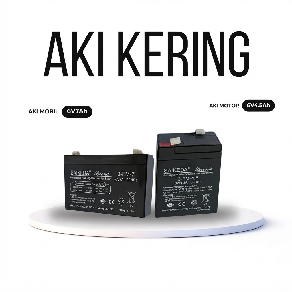 Aki Kering 6V7AH untuk Mainan Mobil Aki Motor AKI 6V-7AH 6V-4,5AH | Charger motor aki