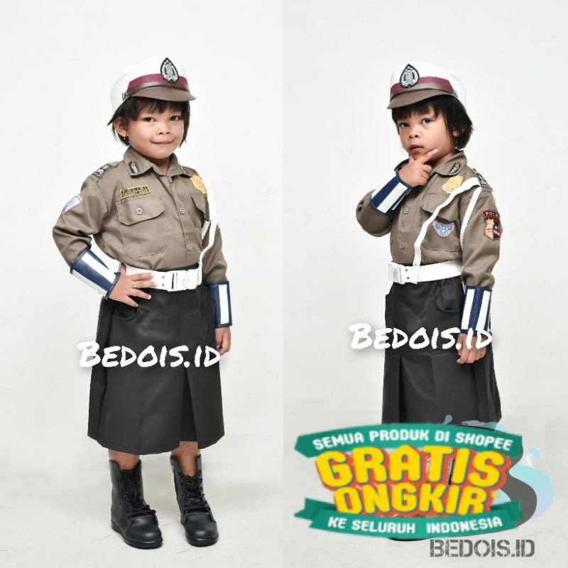 Seragam Polisi Anak / Seragam POCIL / Seragam Profesi Anak Polisi / Polwan Rok / Seragam Polwan Anak