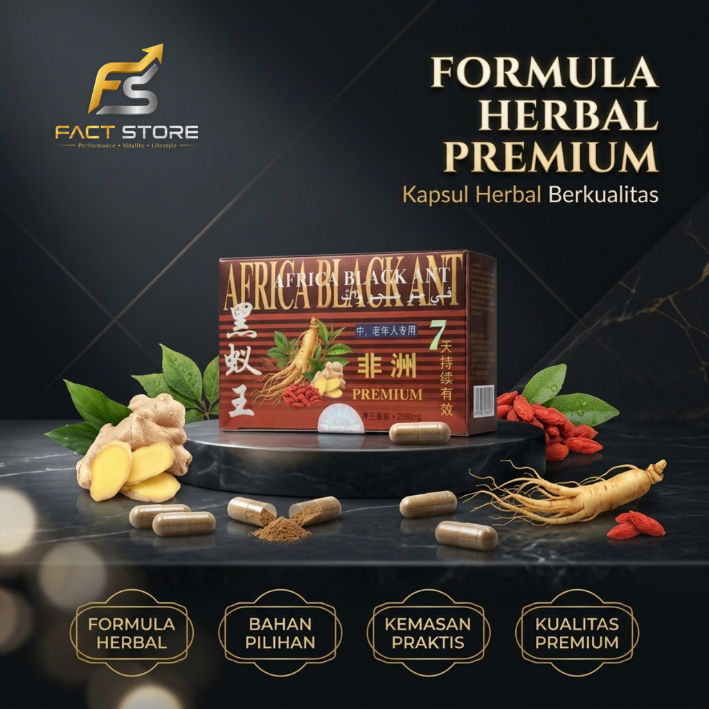 AFRICA BLACK ANT PREMIUM II SEMUT HITAM Formula Herbal Pilihan –  Isi 30 Kapsul