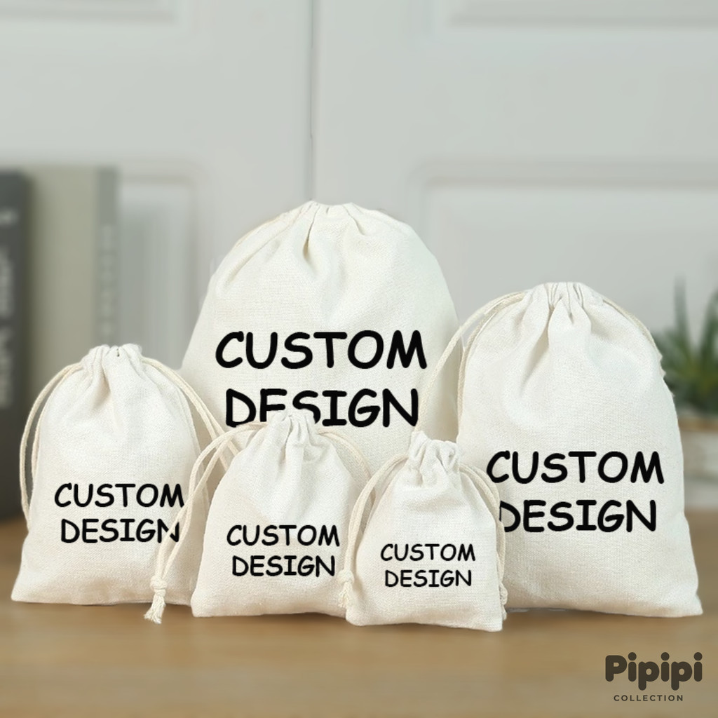 PIPIPI POUCH SERUT KANVAS CUSTOM Berbagai Ukuran dan Tebal | Kantong Souvenir Organizer Penyimpanan 
