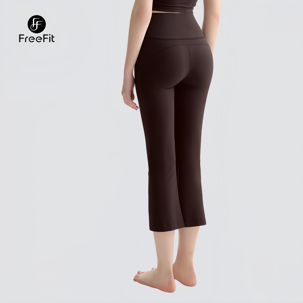 FreeFit Celana Wanita Flare Leggings 7/8 High Waist High Waist Push Up Second Skin untuk Pilates Gym