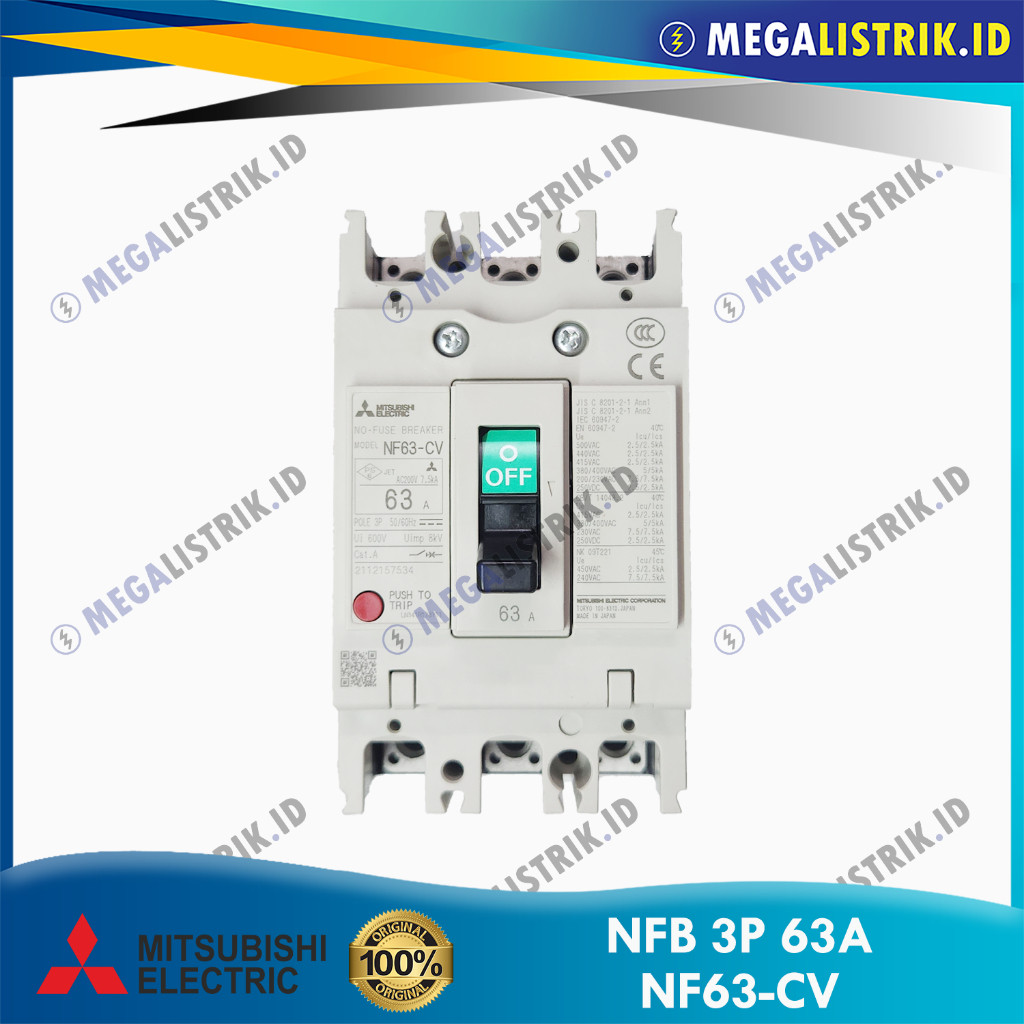 MITSUBISHI NFB 3P 63A NF63-CV / MCCB / NO FUSE BREAKER NF63CV 3 PHASE 63 AMPERE