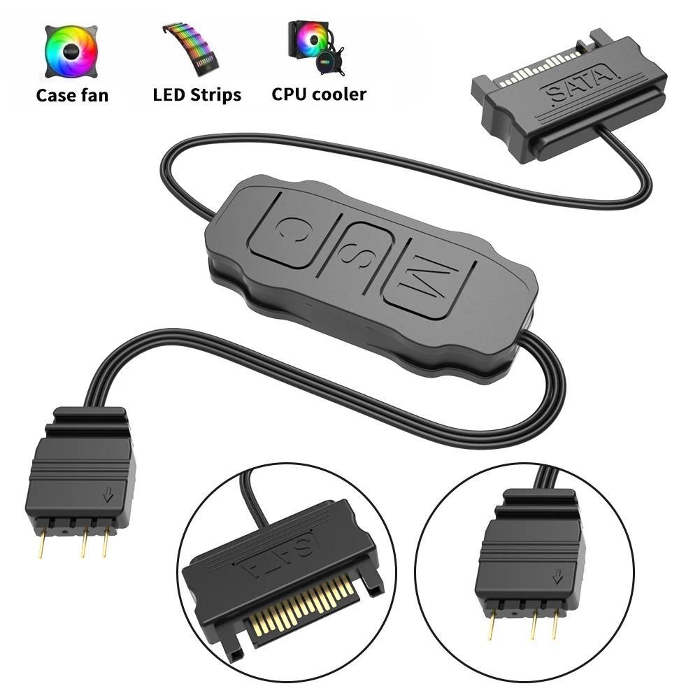COOLMOON RGB Controller Cable SATA To 5V 3 Pin ARGB Controller Adapter SATA Power Supply AURA SYNC f