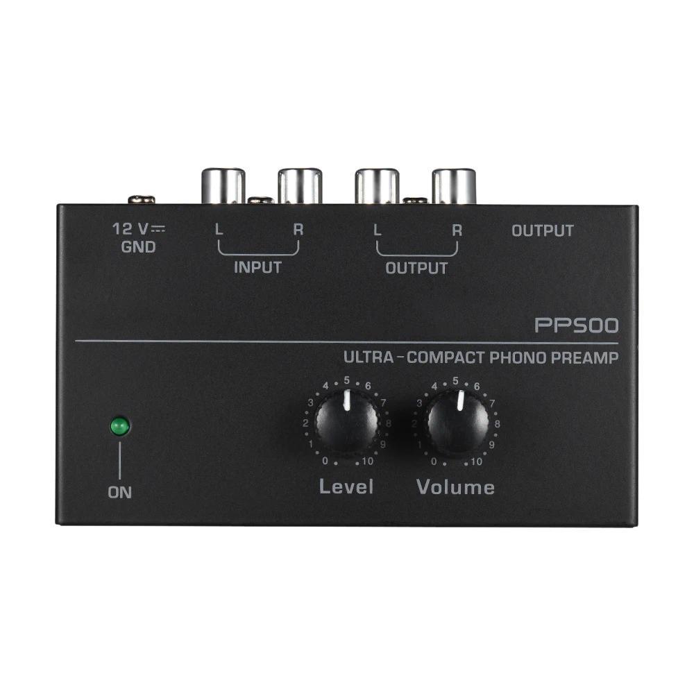 Phono Preamp pre Amp Preamplifier with Level Volume Control RCA Input Output 1/4" TRS Output Interfa