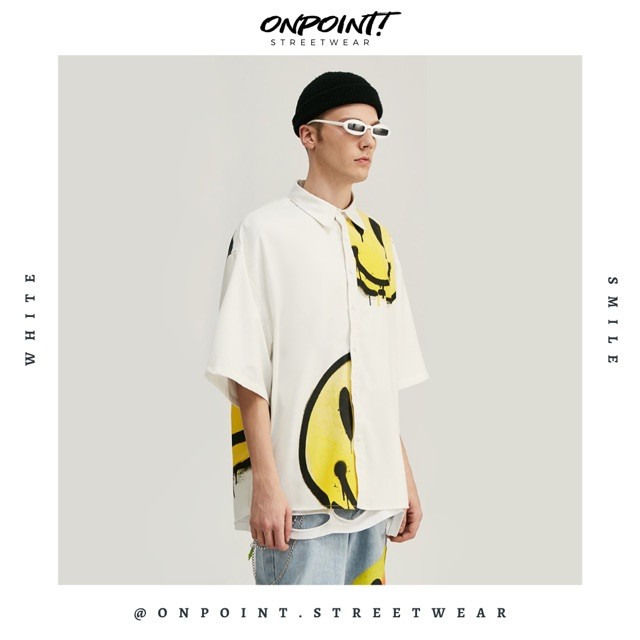 Smile shirt - kemeja pria oversize kemeja smile kemeja pria dewasa kemeja korea pria kemeja lengan p