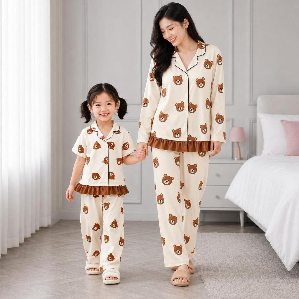 Najwa - Piyama Charmi Couple Ibu dan Anak Perempuan Motif Lucu / Fashion Baju Tidur Lengan Pendek Ce