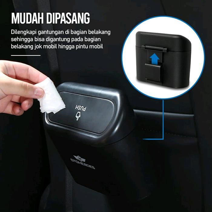 Tempat Sampah Mobil Minimalis Trash Bin Pressing Type Tempat Sampah Hitam Material ABS - Hitam terla