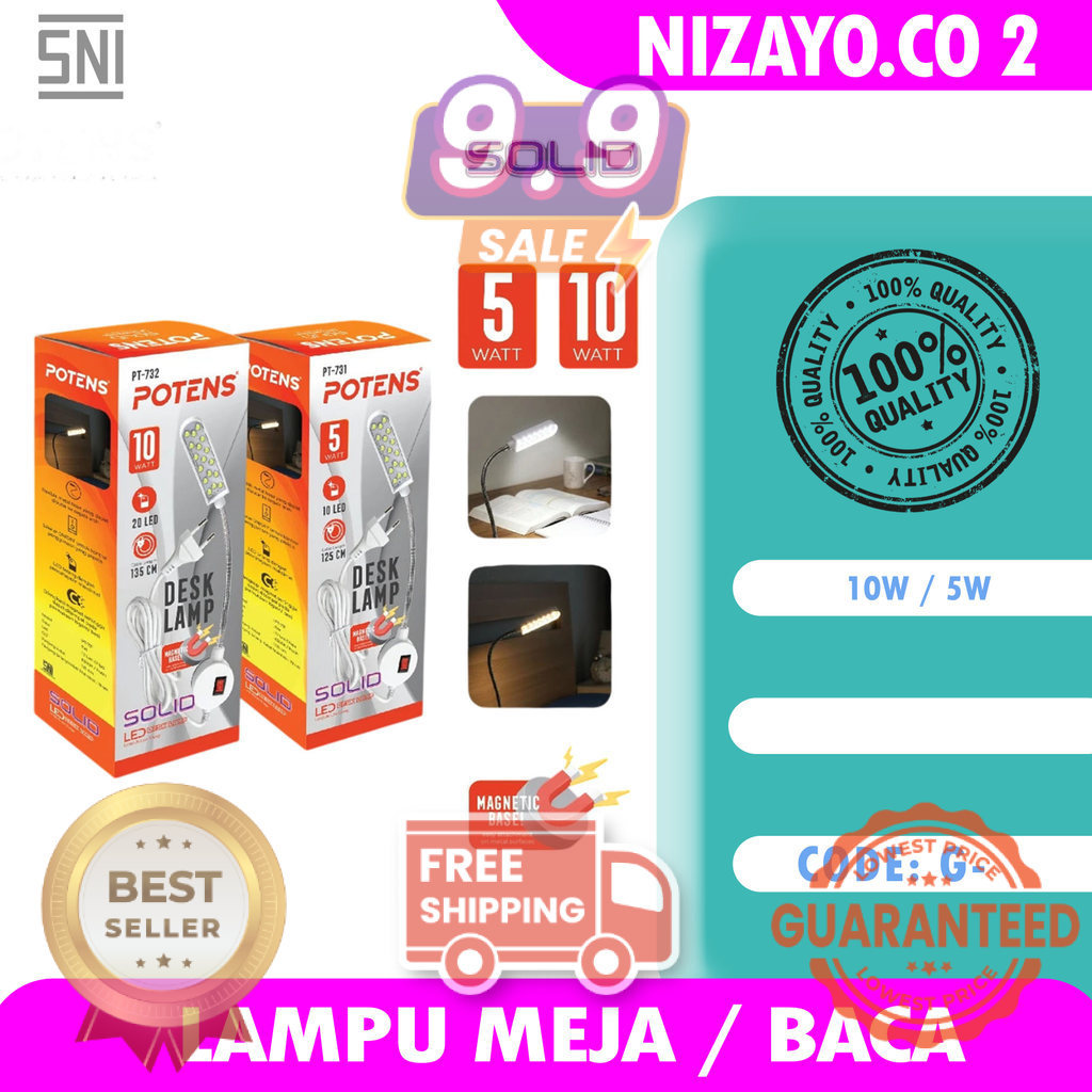 Lampu Meja Portable Desk Lamp 10 LED / 20 LED Dudukan Magnet Kuat