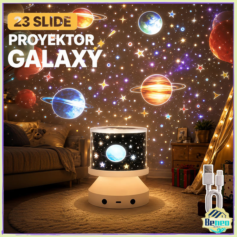 Lampu Proyektor Bintang USB Charge Lampu Hias Kamar Lampu Tidur Malam 23 Slides Lampu Hias Kamar Tid