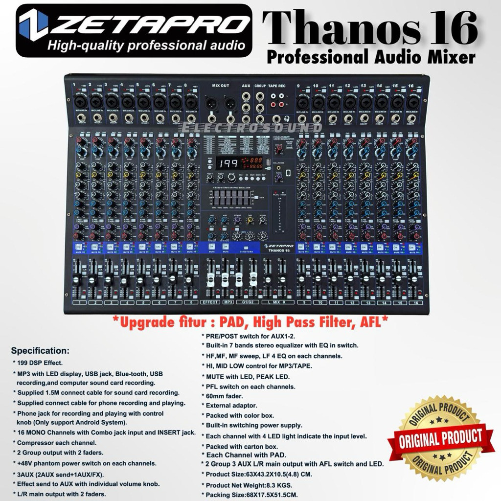 MIXER AUDIO ZETAPRO THANOS 16, COMPRESSOR / Zetapro Original