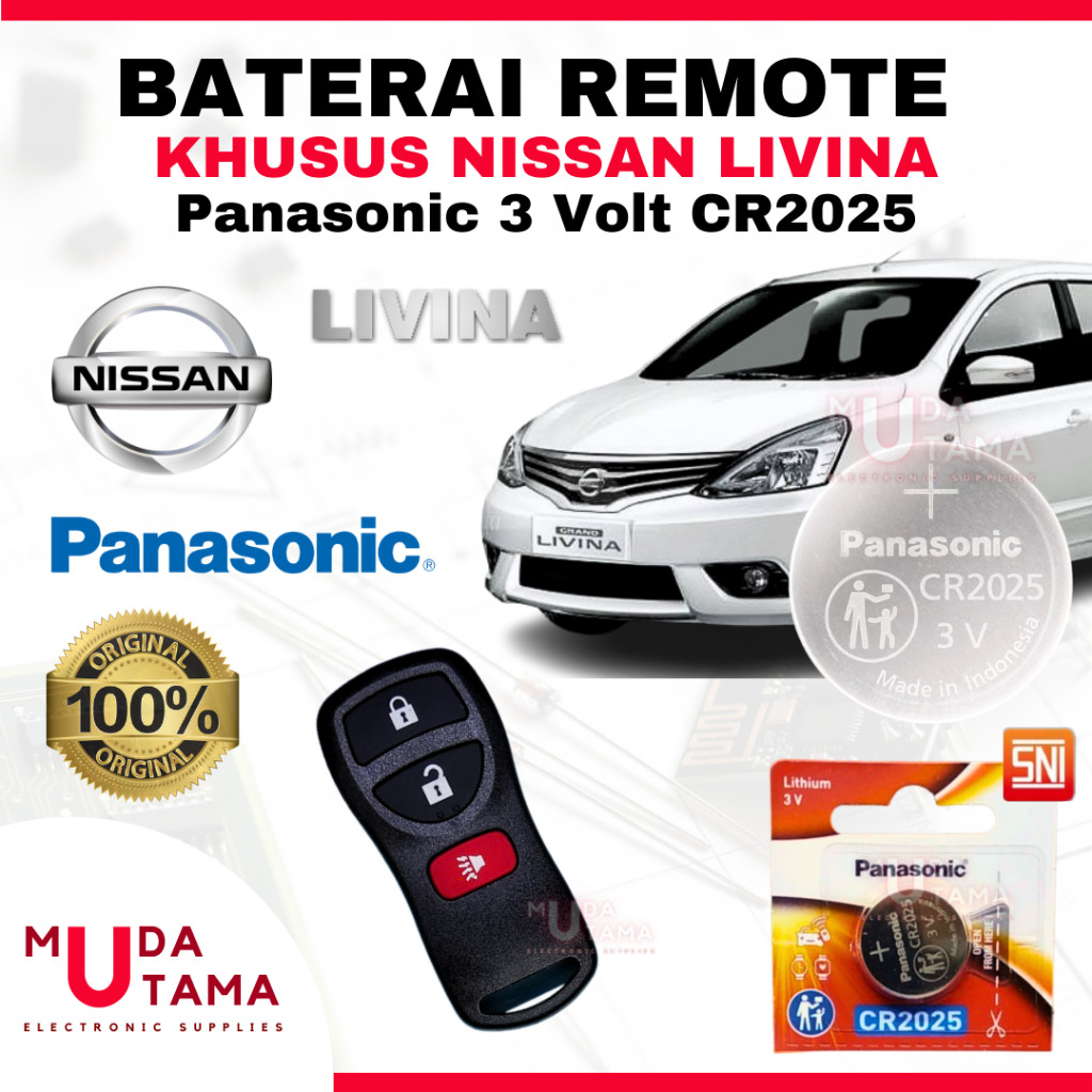 Baterai Remote Mobil GRAND LIVINA - ORIGINAL PANASONIC CR2025 3 Volt | Battery Remote NISSAN GRAND L