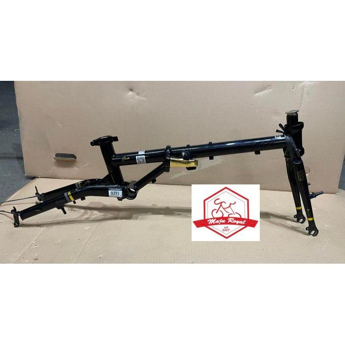 Frame Sepeda Lipat Fnhon Gust Black Gold Chromoly 16" plus Rim Brake