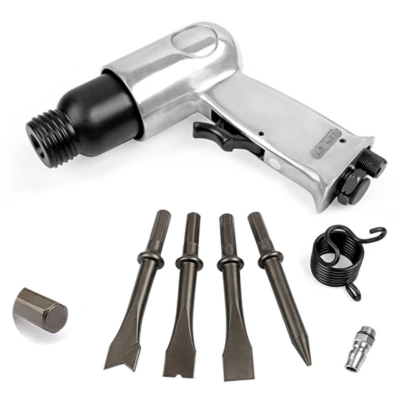 Set Palu Pneumatik Air Chipping Hammer Kit Alat Bobok Beton Batu Keramik Pembersih Terak Las Bodi Pa