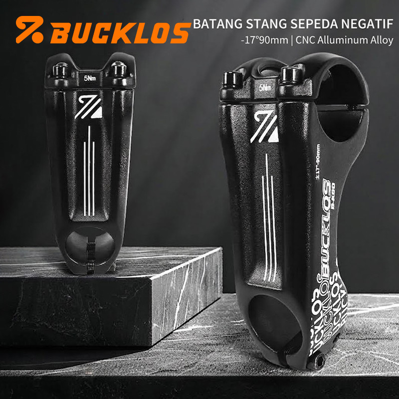 BUCKLOS Stem Negatif Stem MTB Nunduk Ringan Kokoh Stem Sepeda 17 Derajat 31.8mm for Sepeda Gunung Ro