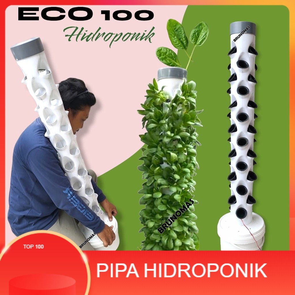 RUMAH HIDROPONIK/ PIPA HIDROPONIK Paket Instalasi Hidroponik ECO TOWER 100 - Pipa Hidroponik 4 inc