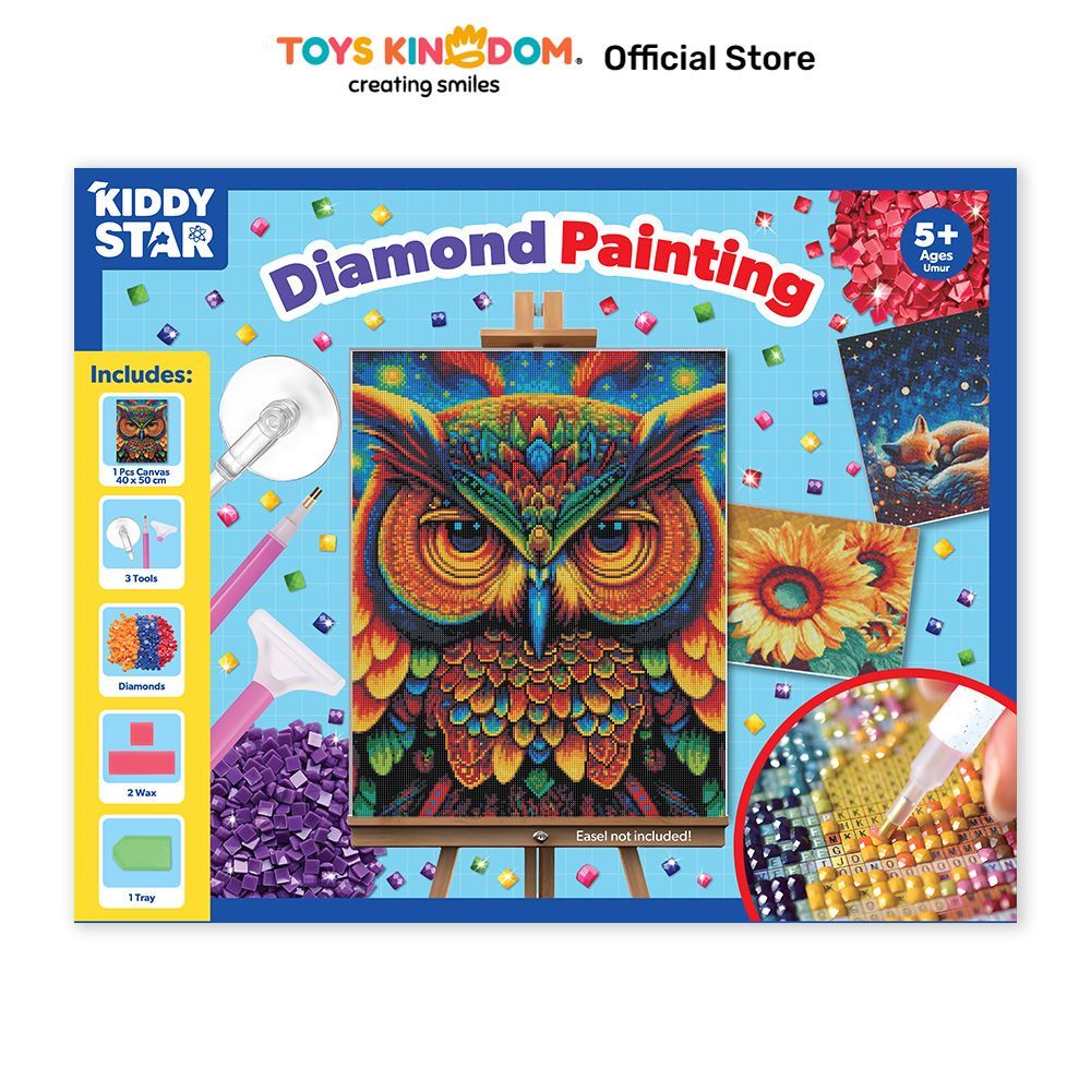 Toys Kingdom Kiddy Star 40x50 cm Set Diamond Painting Owl Lukisan Kristal Mozaik Kit Hobi Kerajinan 