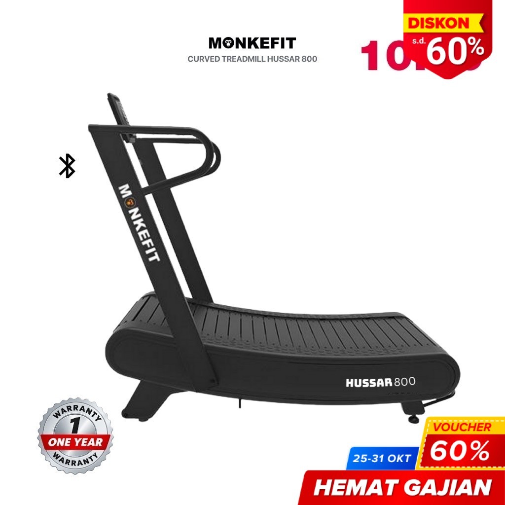 Monkefit HUSSAR800 Treadmill Berkelok - Alat Fitness Rumah