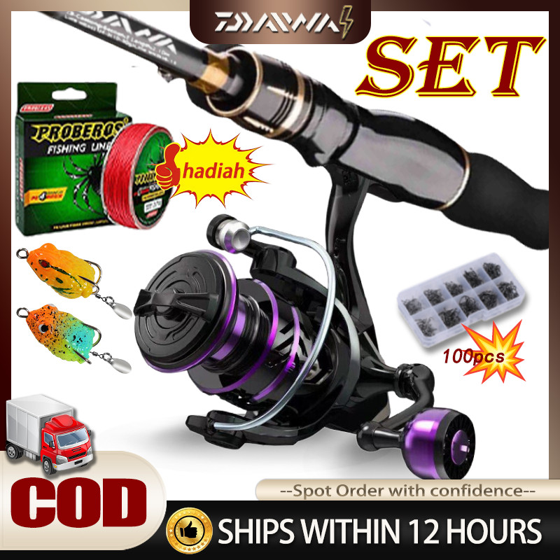 ZIZISHOP DAIWA set pancing daido 1.6m/1.8m/2.1m daiwa Reel Pancing Murah Reel Pancing 100M Senar Pan