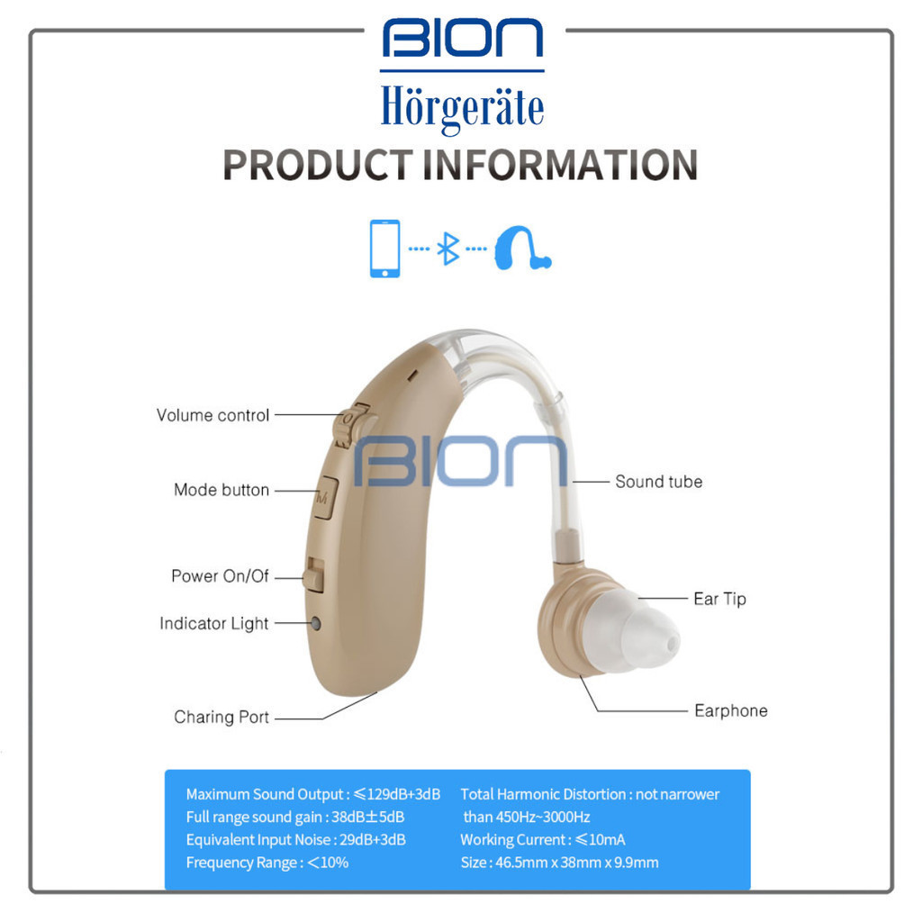 BION Alat Bantu Dengar Bion A-360 Fitur Bluetooth Bisa di charge Hearing Aid Rechargeable Cas