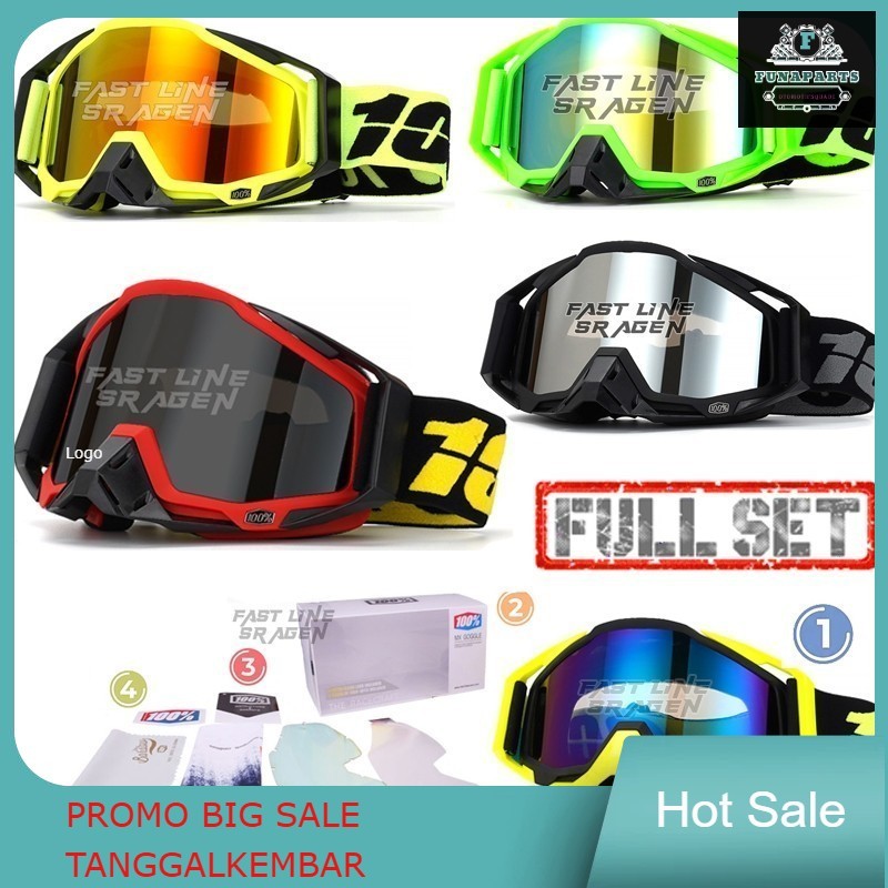 KACAMATA HELM CROSS GOGGLE 2 LENSA GOGGLE TRAILL BONUS LENSA BENING FULL SET KACAMATA HELM TRAIL MOT