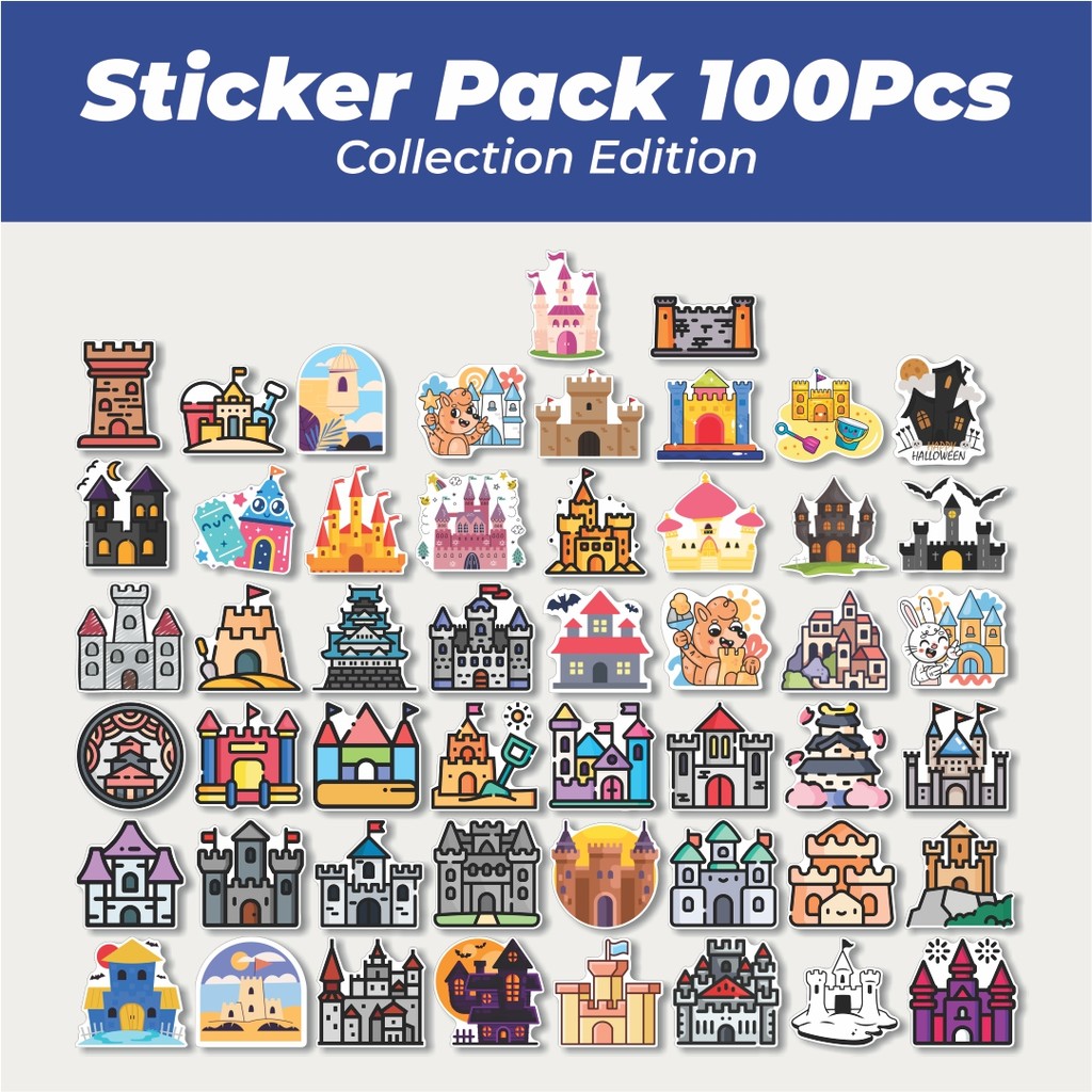 Hot Stiker Istana (Castle) Lucu Anti Air Stikers Berperekat Waterproof Sticker Decal Buat Motor Helm