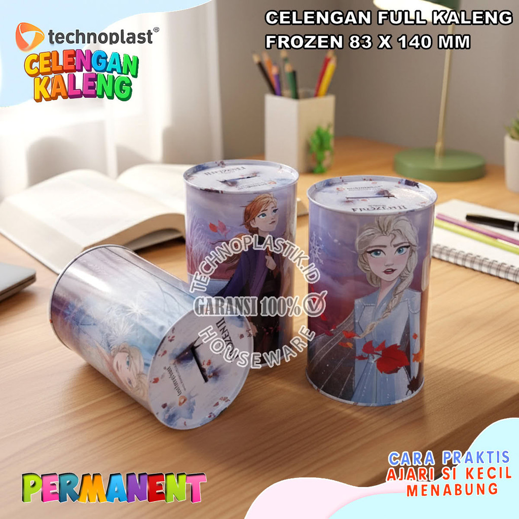 TECHNOPLAST Celengan Koin Kaleng – Coin Bank 84×140 mm Tema Frozen