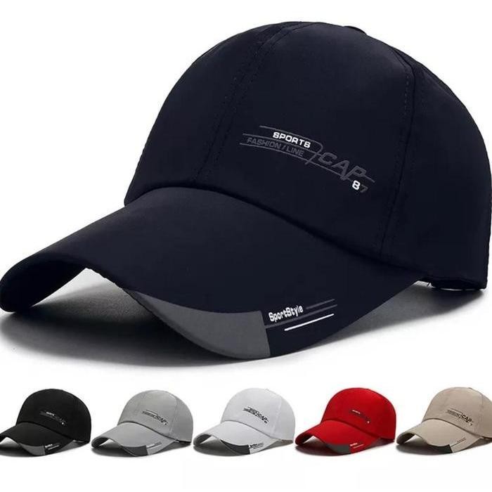 Topi Baseball cap Sport Polos Untuk Pria Wanita topi - hitam