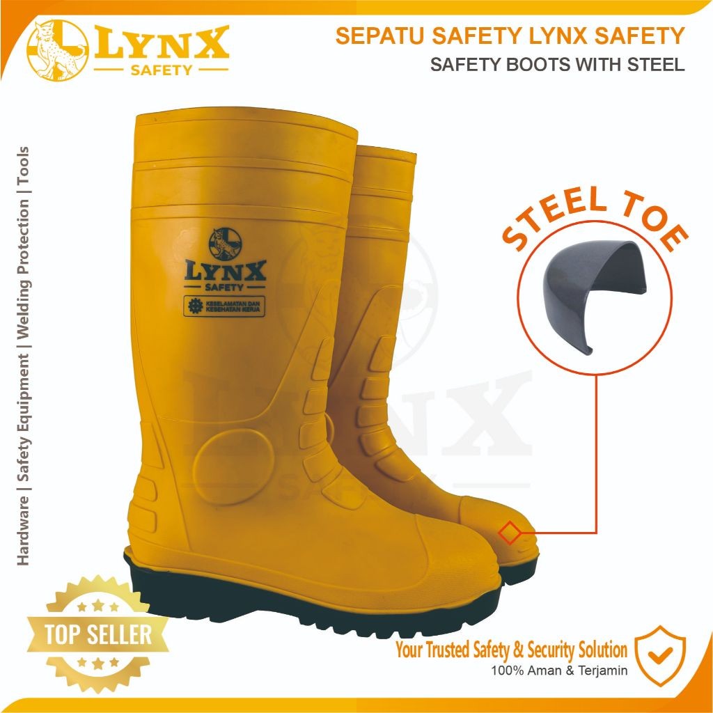 Sepatu Boot Safety Rubber LYNX SAFETY With Steel Toe Ujung Besi