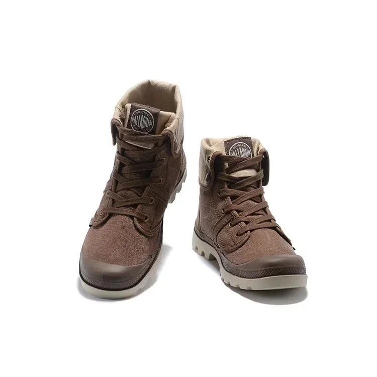 PALLADIUM Pallabrouse Dark Brown Sneakers Men/Women High-top Army Leisure Ankle boots Canvas Casual 